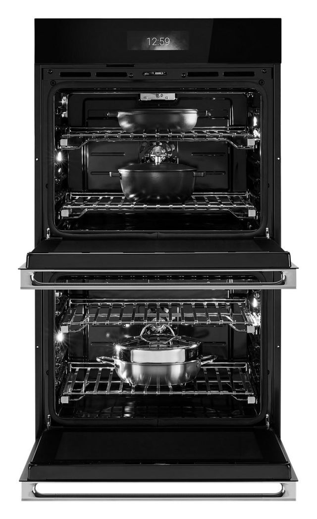 Jennair® NOIR™ 30" Stainless Steel Double Electric Wall Oven with MultiMode® True Convection with Smooth Glide Flat-Tine Racks-2
