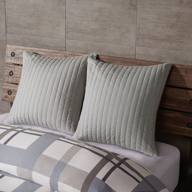 Olliix by INKY+IVY Grey Camila Quilted Euro Sham-1