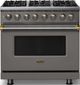 Viking® 5 Series 36" Damascus Gray Pro Style Dual Fuel (NG) Range with Brushed Brass Trim-0