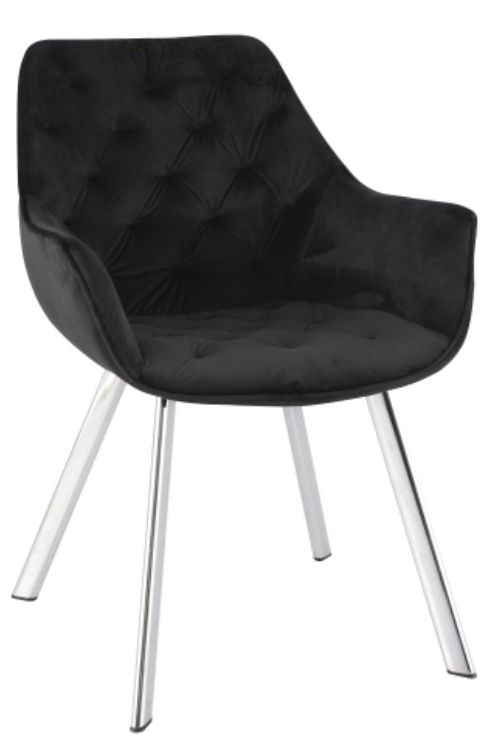 Mazin Furniture Ayami Chrome/Black Dining Arm Chair -0