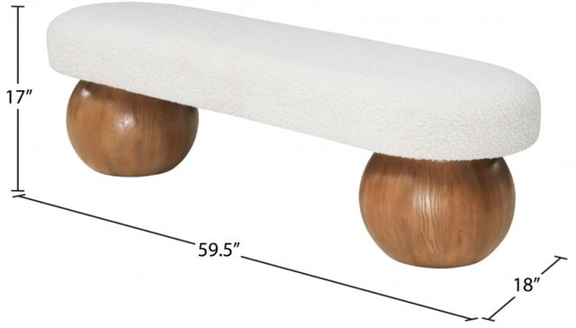 Meridian Furniture Bowie Cream/Walnut Brown Bench-3