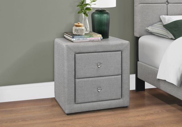 Monarch Specialties Inc. Grey Linen Night Stand-2
