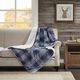 Olliix by Woolrich Leeds Navy Softspun Down Alternative Oversized Throw-2