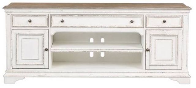 Liberty Furniture Magnolia Manor Antique White Entertainment TV Stand-1
