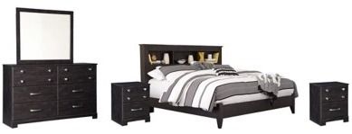 Signature Design by Ashley® Reylow 5-Piece Dark Brown King Bookcase Bed Set-1