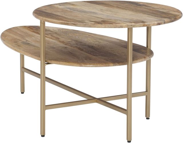 Powell® Cleo Natural 2-Tiered Coffee Table with Gold Base-3