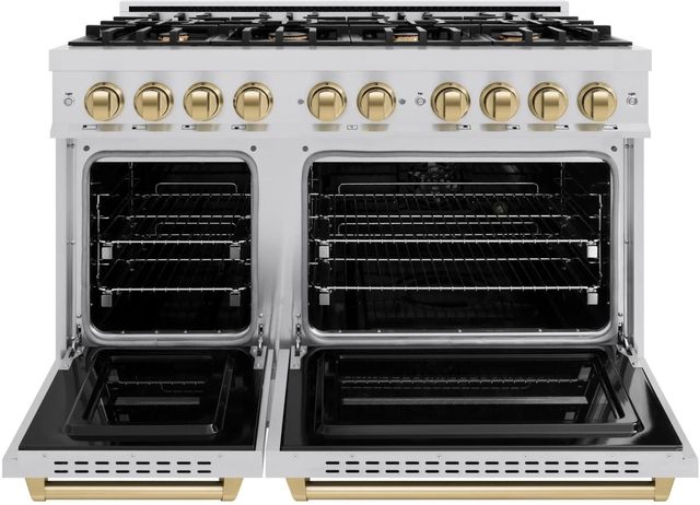 ZLINE Classic Autograph Edition 48" Stainless Steel Pro Style Dual Fuel Range with Champagne Bronze Accents-1