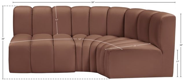 Meridian Furniture Arc 3-Piece Cognac Leather Sectional-2