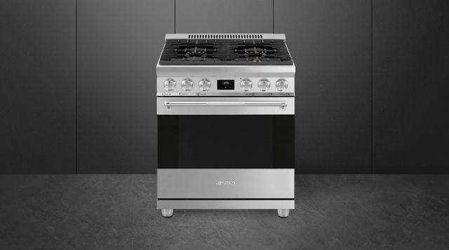 Smeg Professional 30" Stainless Steel Pro Style Dual Fuel Range-1