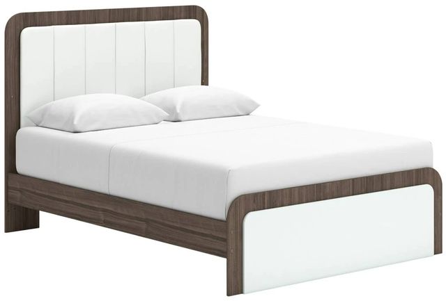 Signature Design by Ashley® Mazilar Brown/White Queen Upholstered Panel Bed-0