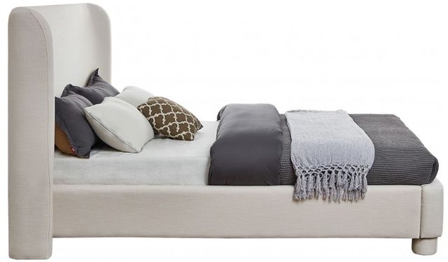 Meridian Furniture Penny Cream King Linen Textured Upholstered Panel Bed-2