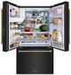 ZLINE Autograph Edition 36" 28.9 Cu. Ft. Black Stainless Steel Standard-Depth French Door Fingerprint-Resistant Refrigerator with External Water Dispenser and Dual Ice Maker in Polished Gold Helix Handles-5