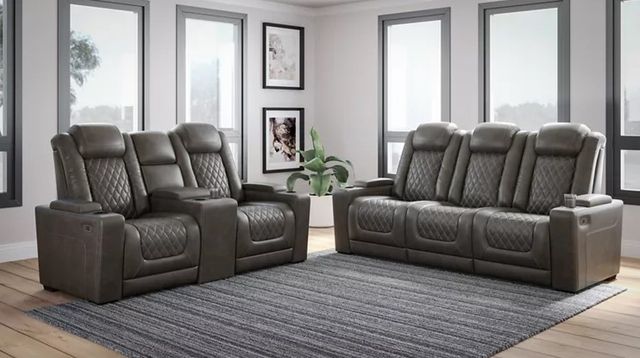 Signature Design by Ashley® HyllMont 2-Piece Gray Power Reclining Living Room Seating Set-3