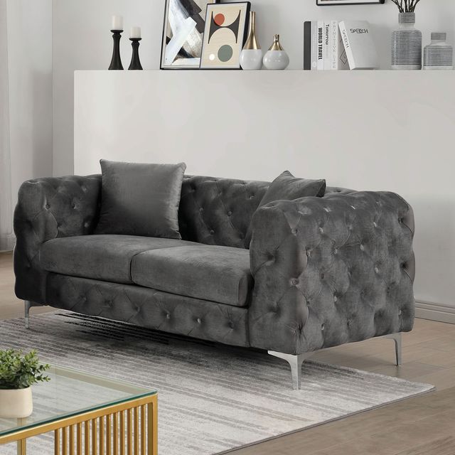 Furniture of America® Sapphira 2-Piece Dark Gray Sofa Set-2