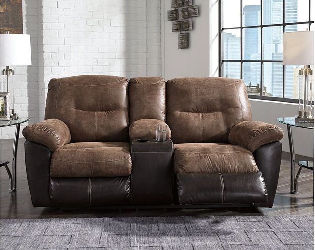 Signature Design by Ashley® Follett Double Reclining Loveseat with Console-1