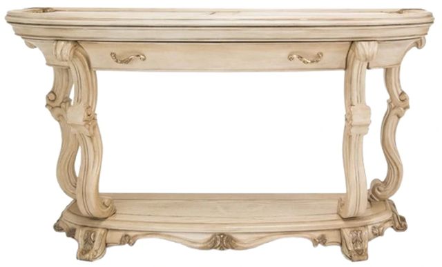 Michael Amini® Platine De Royale Champagne Oval Console Table-1