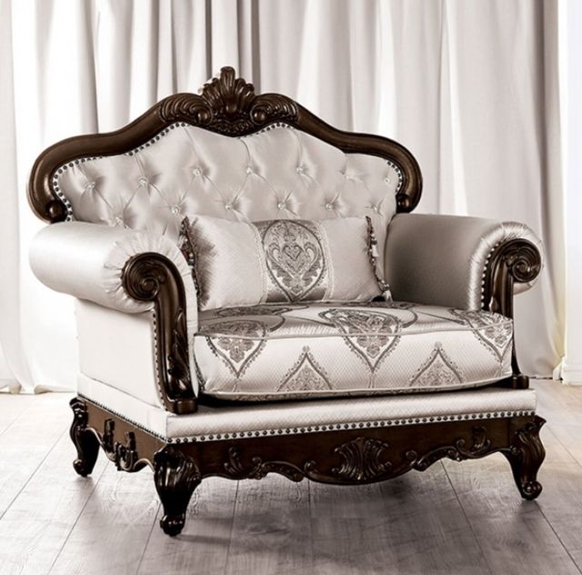 Furniture of America® Veracruz Beige/Dark Cherry Chair-1