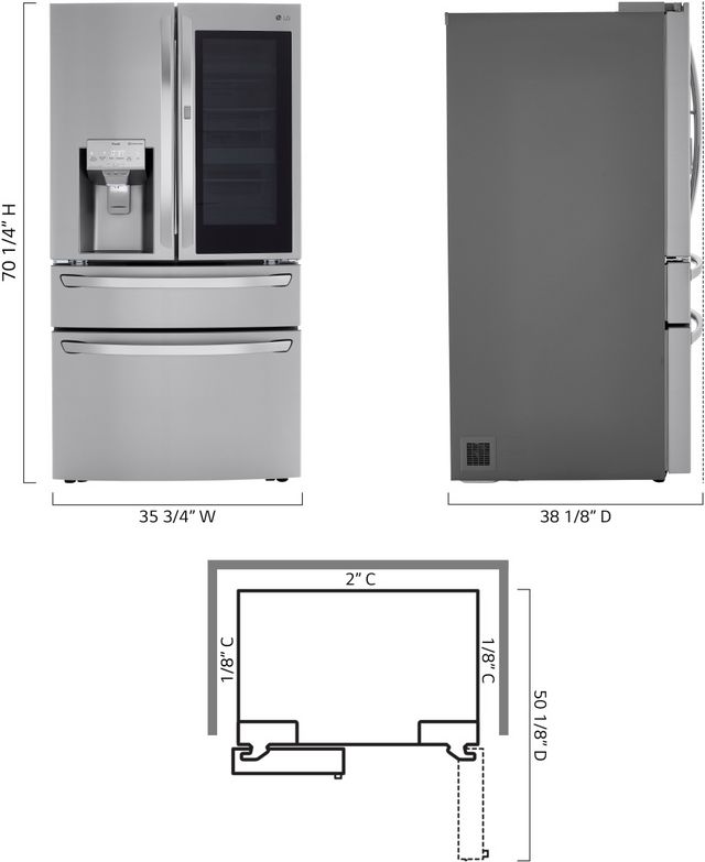 LG 36 in. 29.5 Cu. Ft. PrintProof™ Stainless Steel French Door Refrigerator with CraftIce™-7