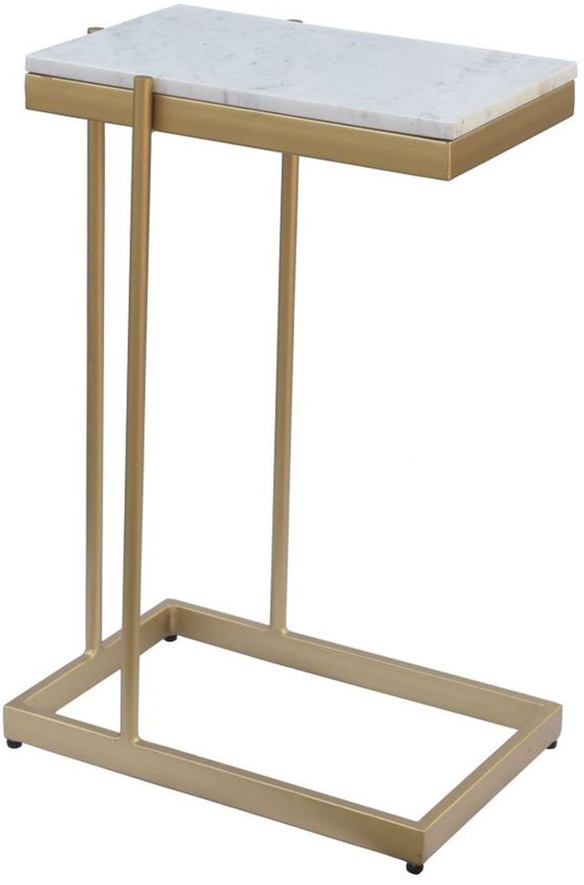 Moe's Home Collection Sulu White Marble Rectangular C-Table with Gold Frame-0