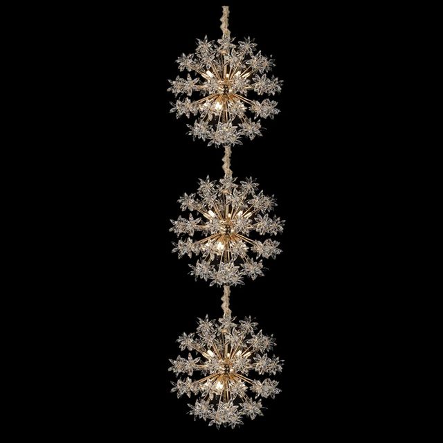 Michael Amini® Stacked Bouquet 3-Piece Gold 30-Light Chandelier-1