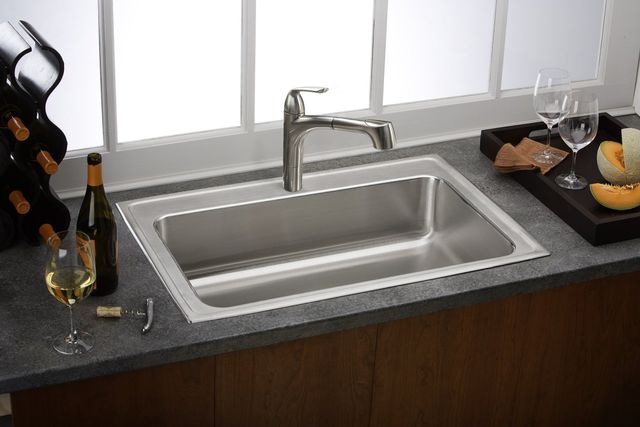 Elkay Lustertone® Classic Lustrous Satin 33" x 22" x 7-5/8" 1-Hole Single Bowl Drop-In Sink-1