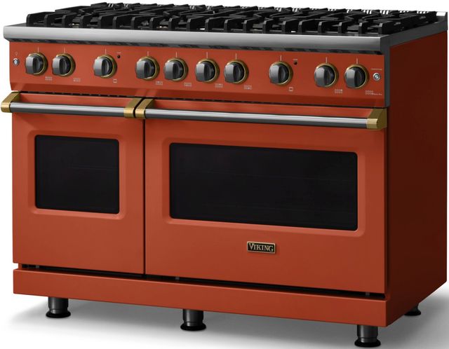 Viking® 5 Series 48" Spiced Cider Pro Style Gas (LP) Range with Brushed Brass Trim-2
