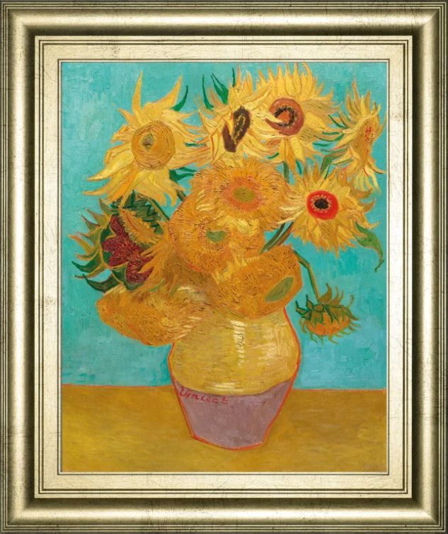 Classy Art Still Life Vase with Twelve Sunflowers, January 1889 by Vincent Van Gogh Wall Art-0