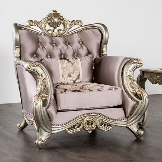 Furniture of America® Albacete Champagne/Purple Accent Chair-4