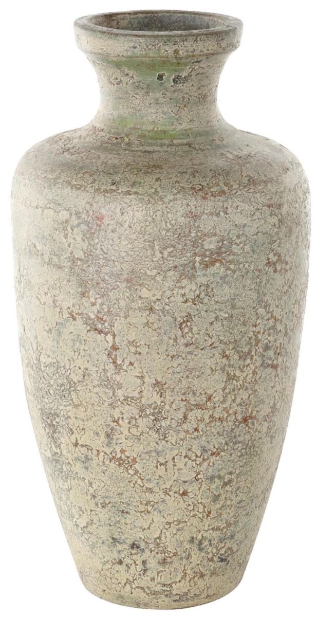 Deco Marche Brown 20” Antique Style Textured Vase with Green Accents-0