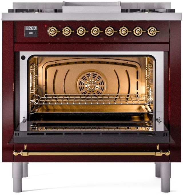Ilve® Nostalgie II Series 36" Burgundy Pro Style Dual Fuel Range-2