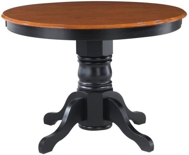 homestyles® Bishop Black Pedestal Table with Brown Tabletop -0