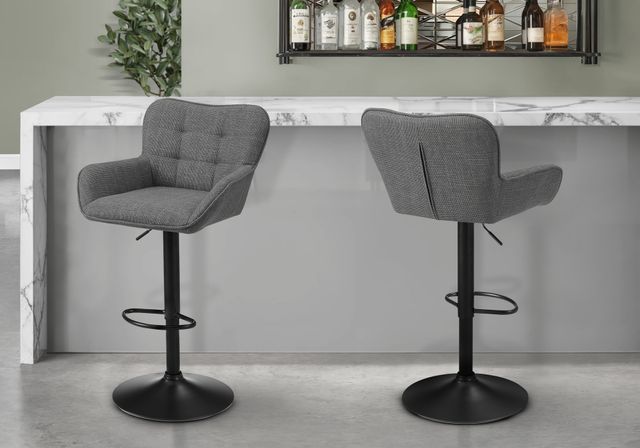 Monarch Specialties Inc. 2-Piece Black/Grey Adjustable Swivel Counter Stool Set-1