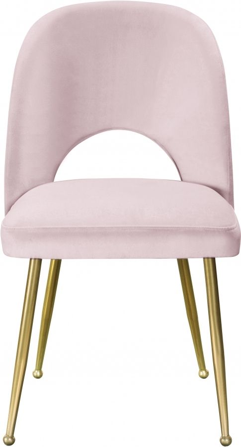 Meridian Furniture Logan Pink/Gold Velvet Dining Chair-1