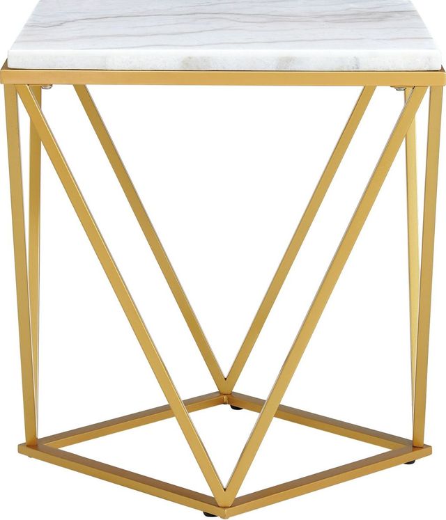 Elements International Riko White Square End Table with Gold Base-1