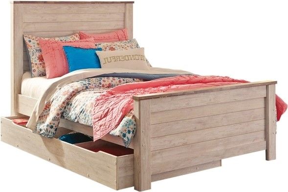 Signature Design by Ashley® Willowton 6-Piece Whitewash Twin Panel Bed Set-1