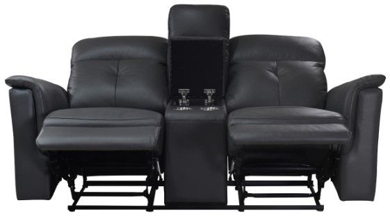 Mazin Furniture Ellesmere Dark Grey Manual Reclining Loveseat with Center Console-2