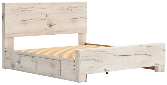 Benchcraft® Lawroy Light Natural King Panel Bed with 4-Drawer Storage-2