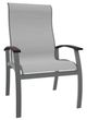 Telescope Casual Belle Isle Abalone/Graphite Aluminum/Fabric Outdoor Sling Supreme Arm Chair with Chestnut Rustic Polymer Arm Accent-0