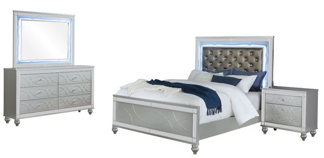 Coaster® Gunnison 4-Piece Silver Metallic Queen Panel Bedroom Set-0