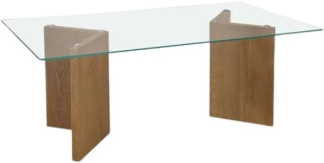 Modus Furniture One Glass Top Dining Table with White Oak Base-0