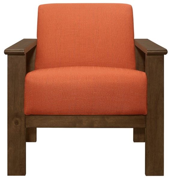 Homelegance® Helena Orange/Walnut Accent Chair with Storage Arms-2