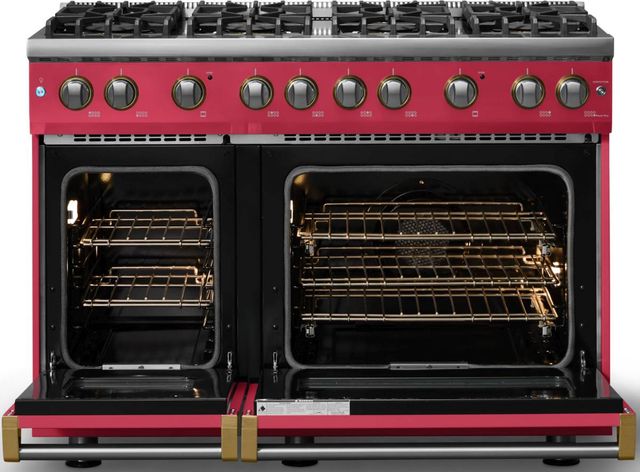 Viking® 5 Series 48" Valentine Pro Style Gas (LP) Range with Brushed Brass Trim-1