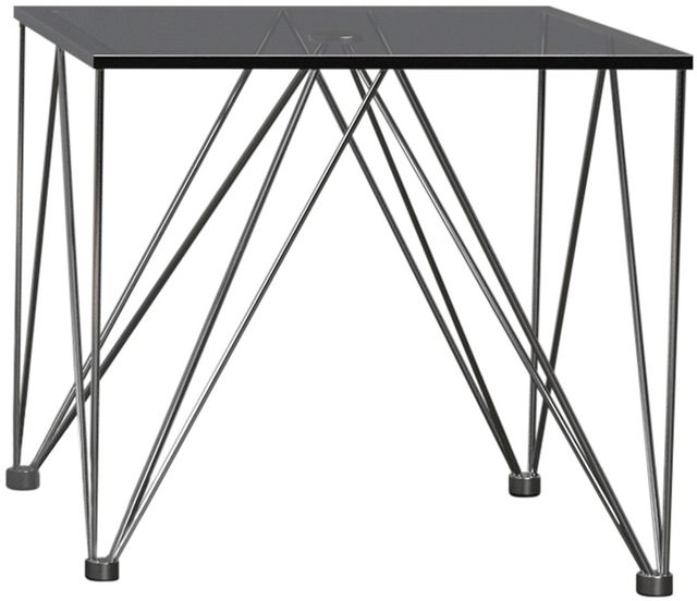 Coaster® Chalet Chrome and Grey End Table With Glass Top-0