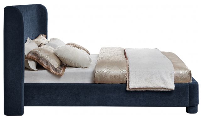 Meridian Furniture Penny Navy King Chenille Fabric Upholstered Panel Bed-2