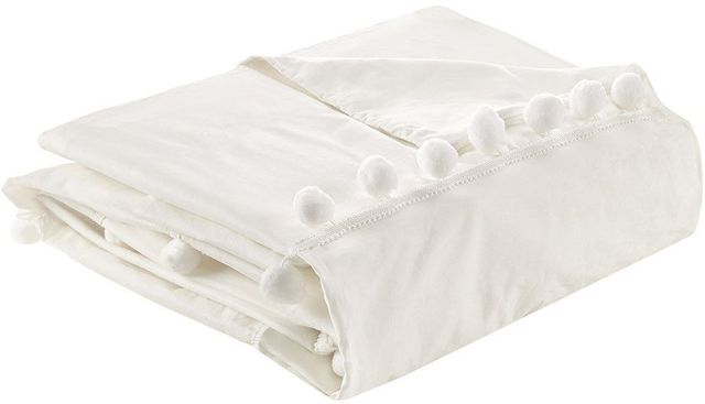Olliix by Madison Park 3 Piece Ivory Full/Queen Leona Pom Pom Cotton Duvet Cover Set-1