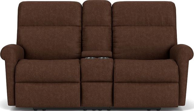Flexsteel® Davis Molasses Reclining Loveseat with Console-1