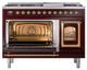 Ilve® Nostalgie II Noblesse 48'' Burgundy Pro Style Dual Fuel Range with Brass Trim-3