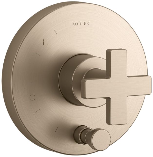 KOHLER® Composed® Rite-Temp® Vibrant Brushed Bronze Valve Trim with Push-Button Diverter and Cross Handle-0