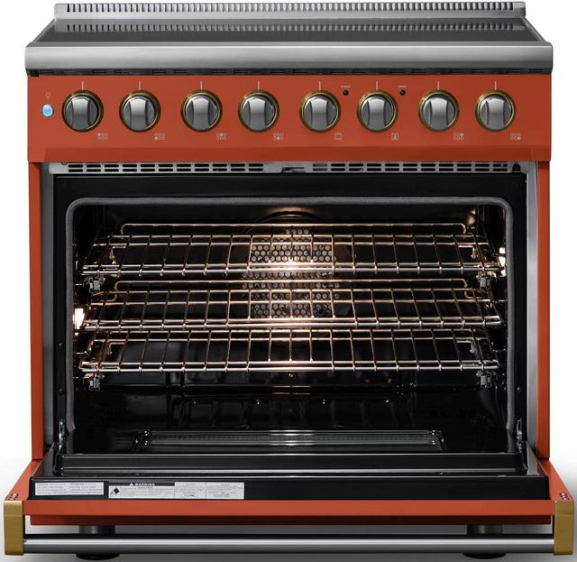 Viking® 5 Series 36" Spiced Cider Pro Style Induction Range with Brushed Brass Trim-1