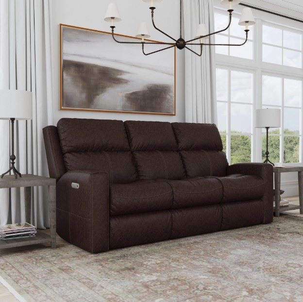 Flexsteel® Customizable Score Leather Power Reclining Sofa with Power Headrests and Lumbar-2